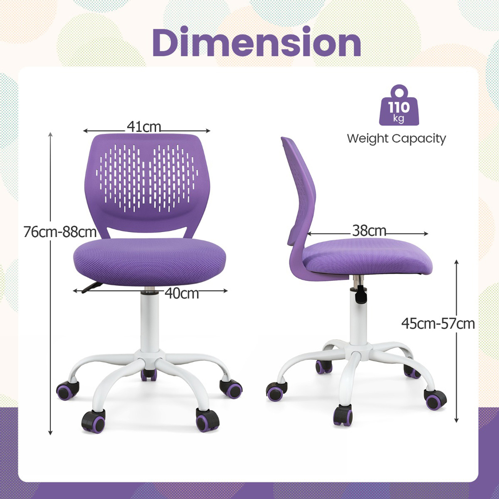 Costway Purple Ergonomic Children Study Chair Image 9