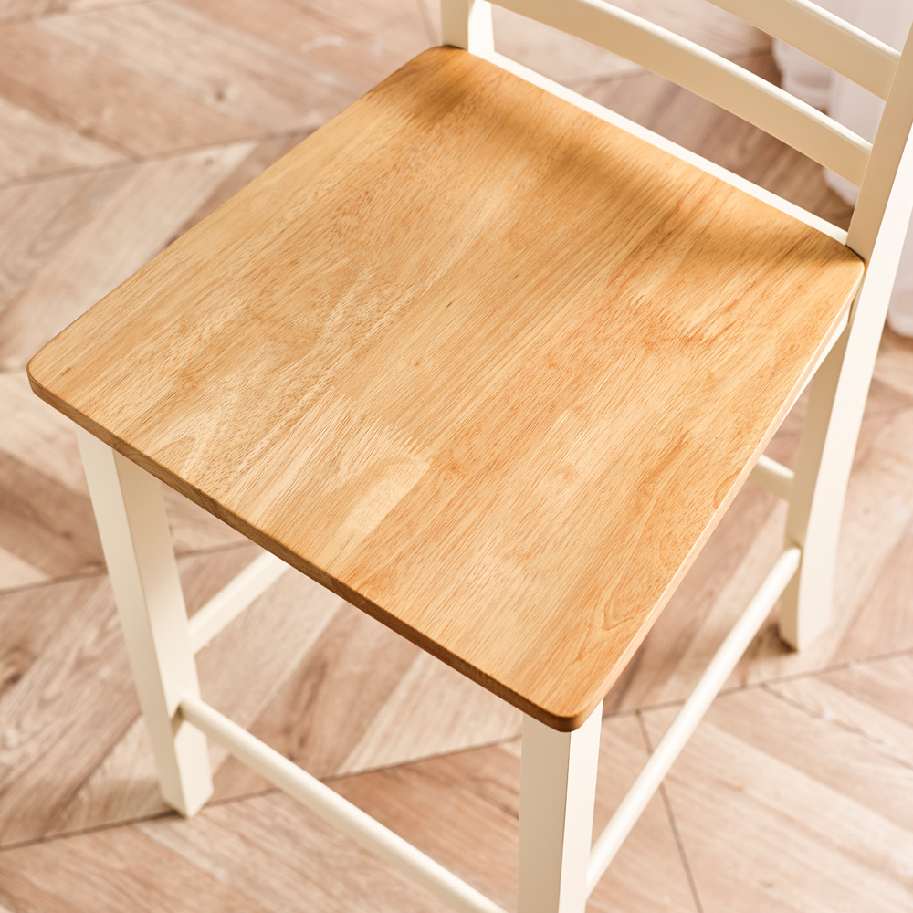 Furniturebox Camber Cream and Oak Wooden Bar Chair Set of 2 Image 6