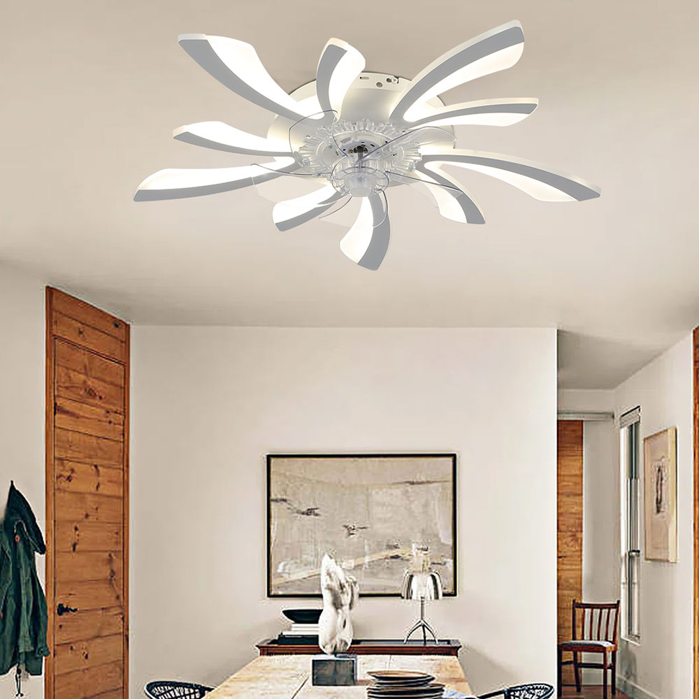 Living and Home White Ceiling Fan Light with Remote Control and Bluetooth 30 inch Image 2