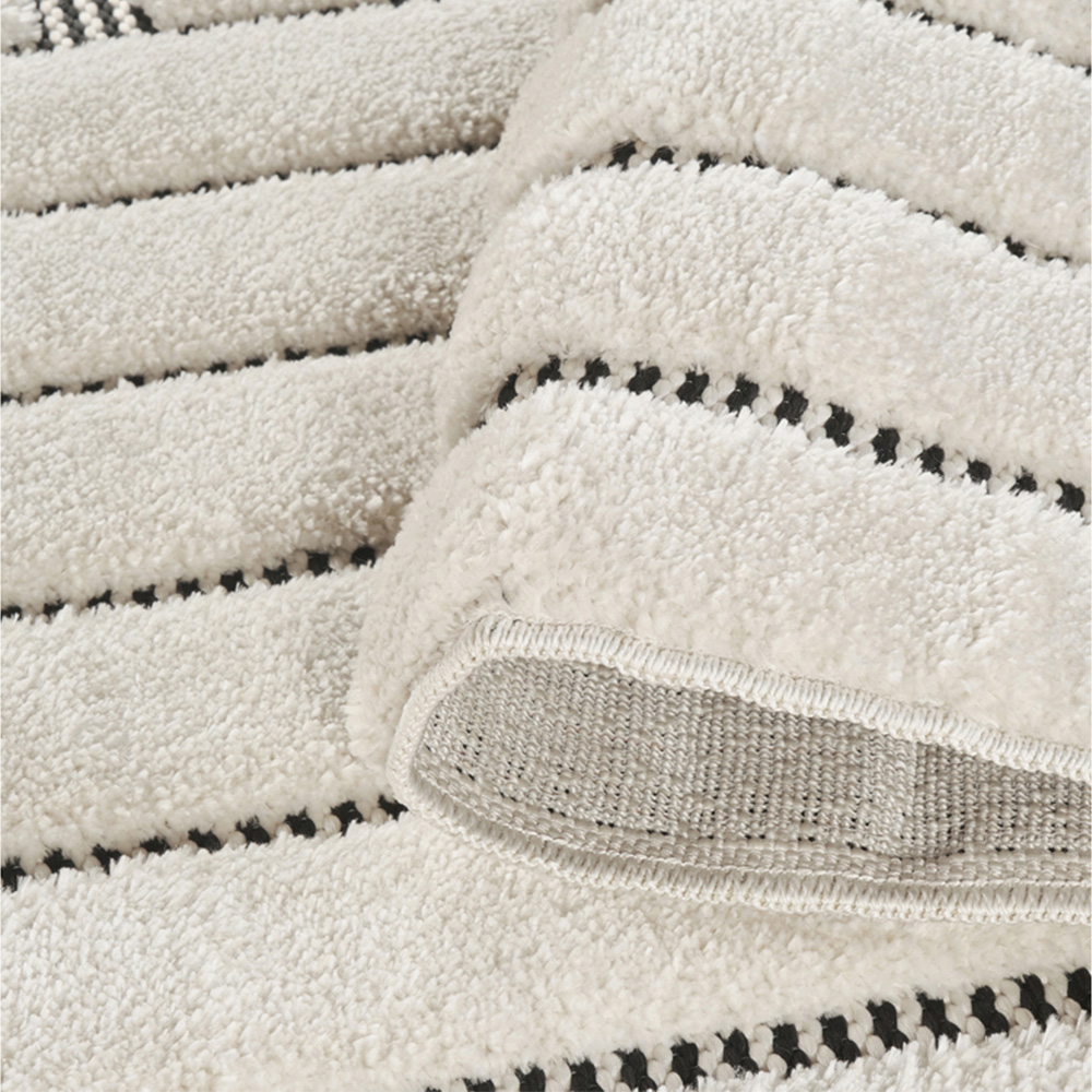 Freya Living Room Area Rug Contemporary 3D Embossed Modern Merge Line Design - Cream 160cm x 230cm Image 3