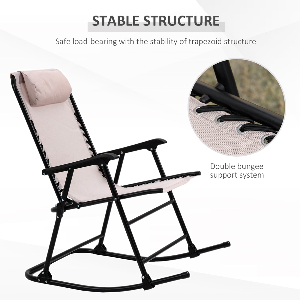 Outsunny Beige Zero Gravity Folding Rocking Chair Image 6