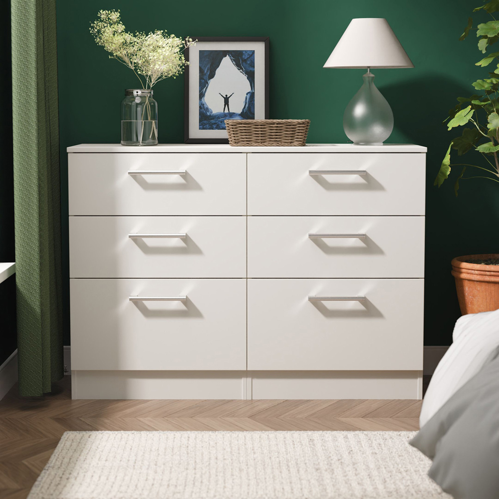 Crowndale Devon 6 Drawer Matt Grey Wide Chest of Drawers Ready Assembled Image 7