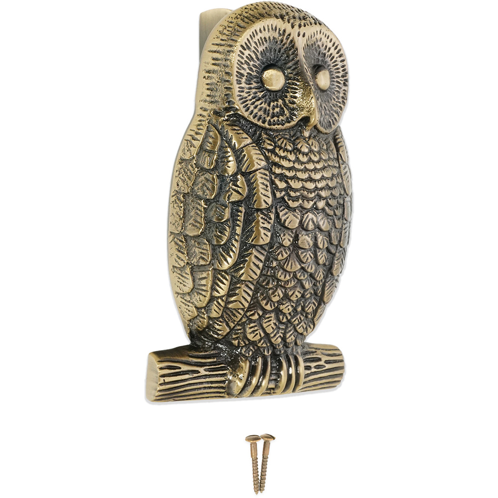 Spira Brass Antique Brass Owl Door Knocker Image 3