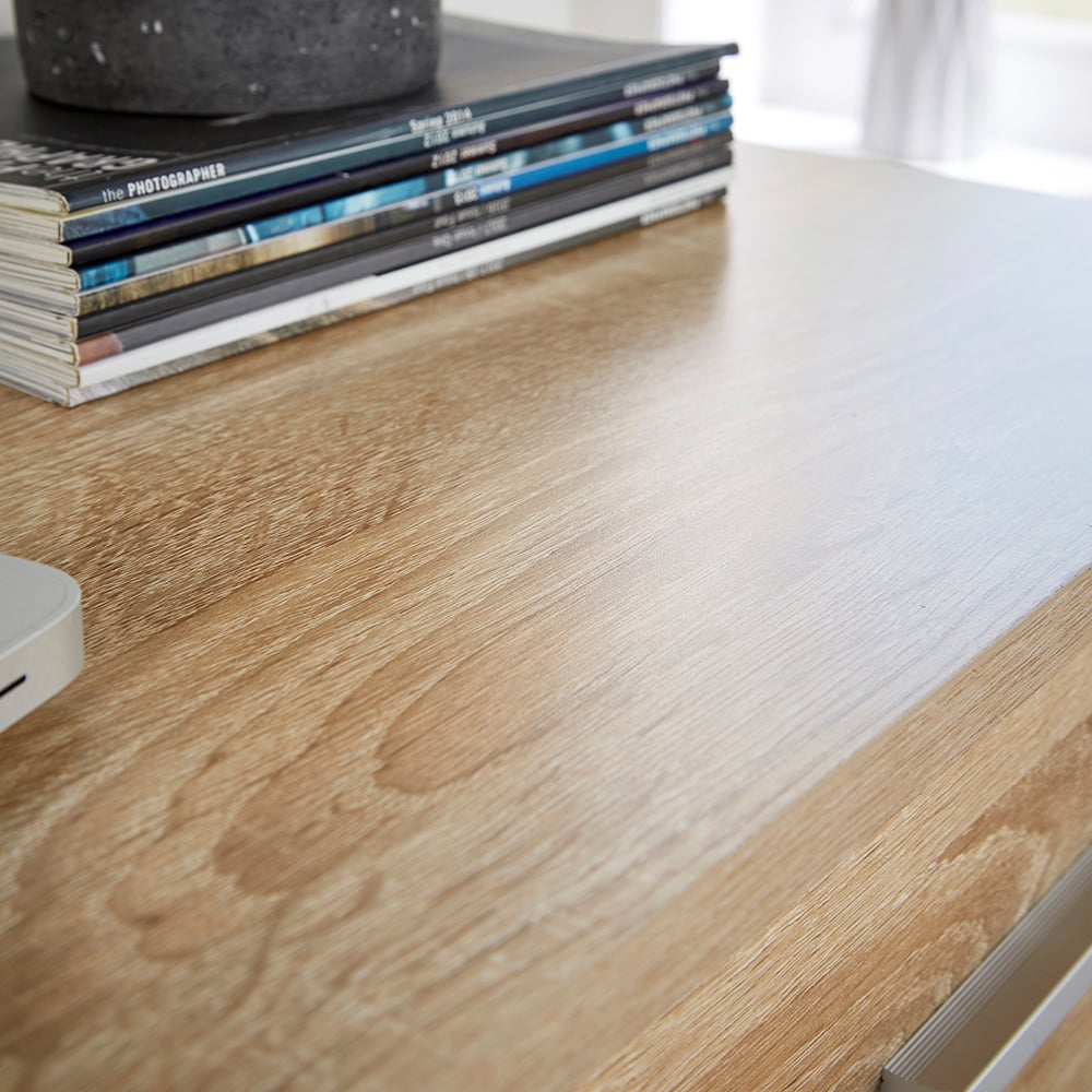 Home Source Stratford Single Drawer Computer Desk Oak Effect Image 6