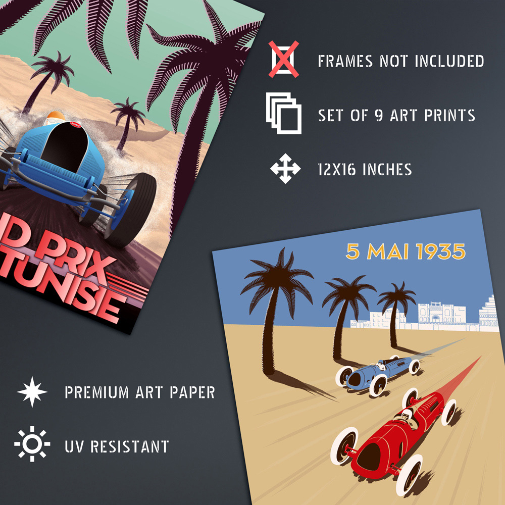 Artery8 Vintage Monaco Grand Prix Adverts Wall Art Print 30 x 41cm 9 Pack Image 4