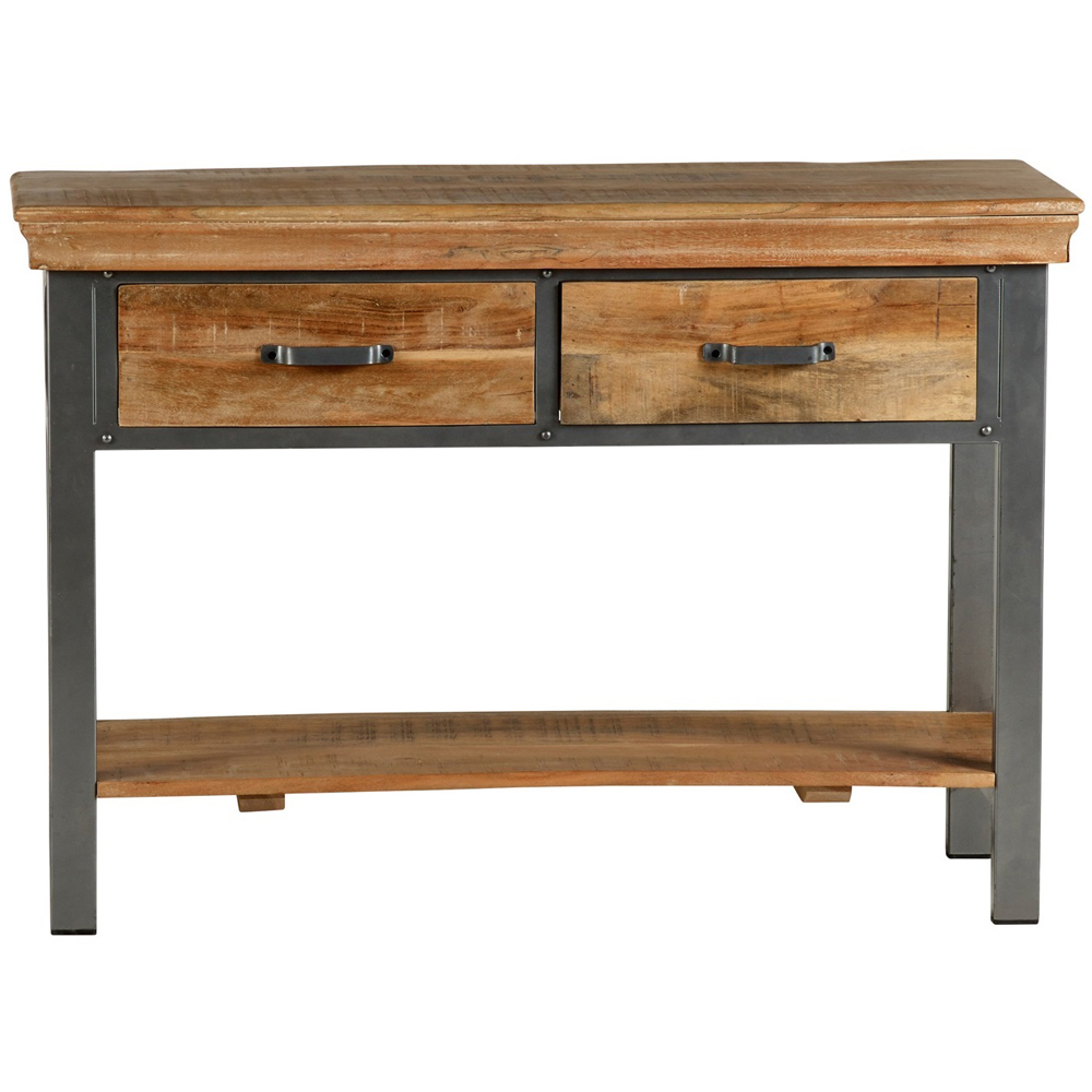 Brooklyn Malalia 2 Drawer Single Shelf Brown Console Table Image 3