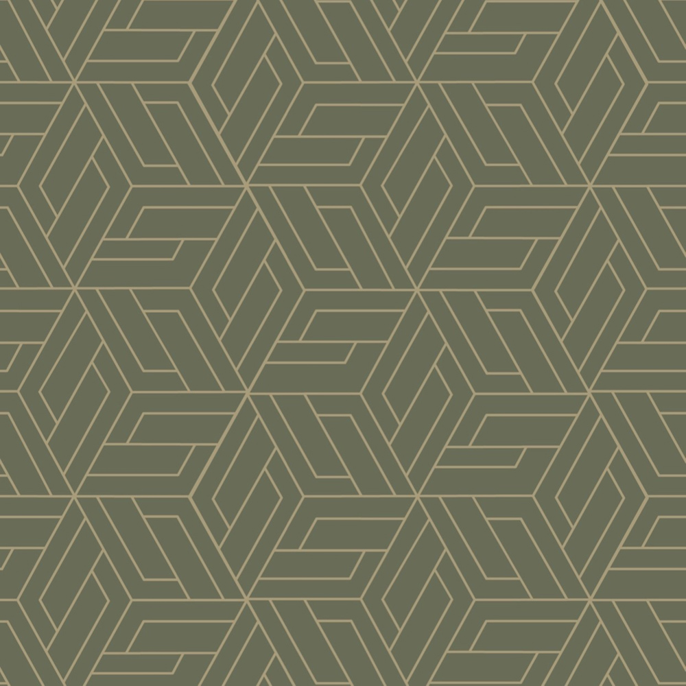 Grandeco Cobra Geometric Metallic Green Vinyl Wallpaper Image 1