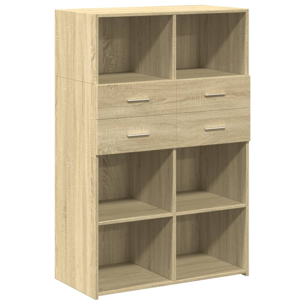 vidaXL 4 Drawer 6 Shelf Sonoma Oak Highboard Image 2