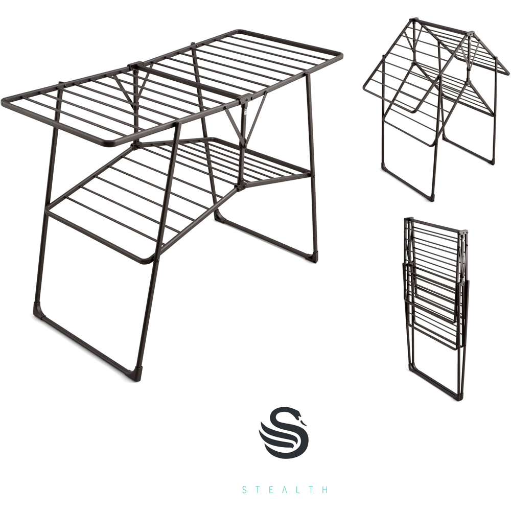 Swan Stealth Black Easy-Close Collapsible Clothes Airer 25m Image 3