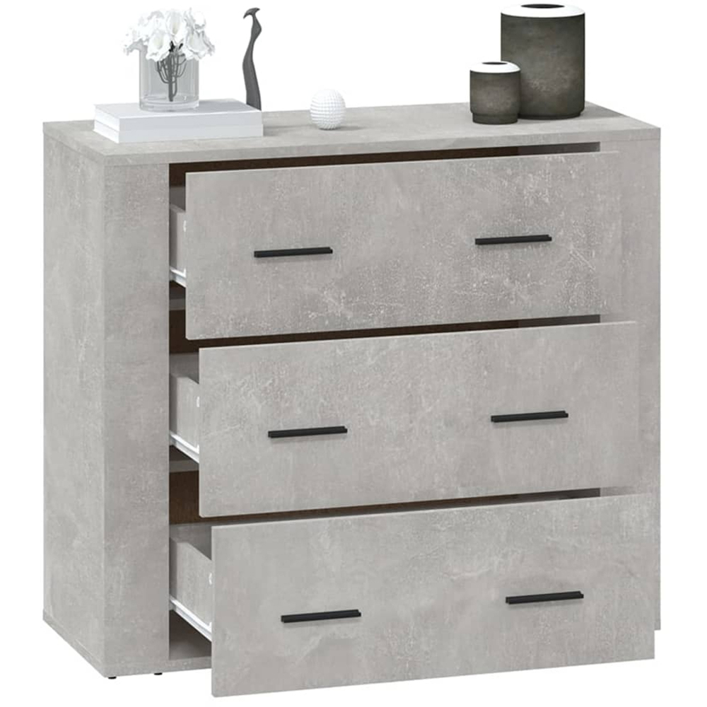 vidaXL 3 Drawer Concrete Grey Sideboard Image 3