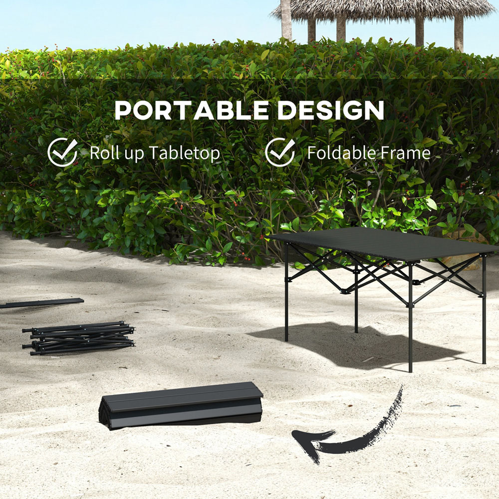Outsunny Black Aluminium Foldable Camping Table with Carry Bag Image 4