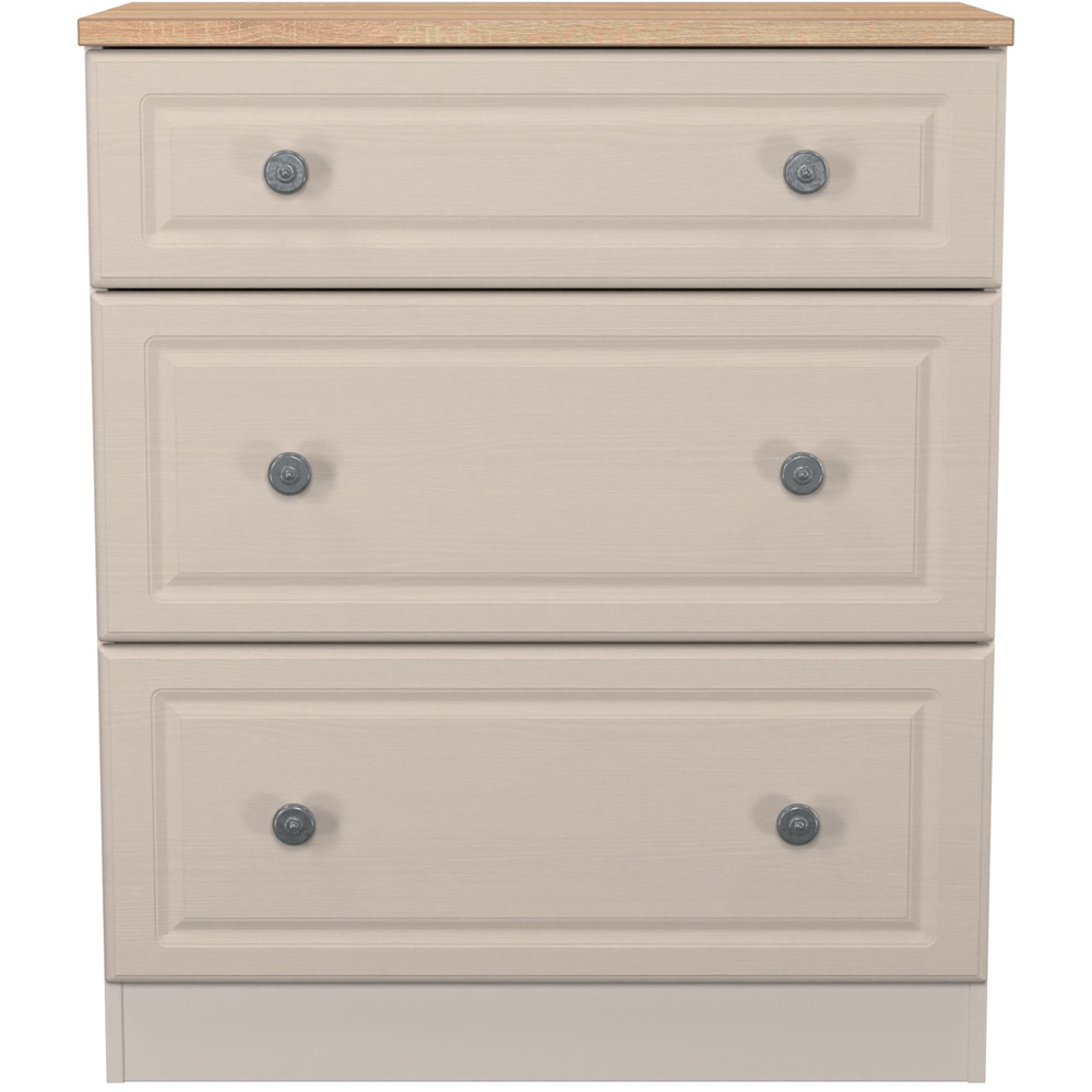 Crowndale Norfolk 3 Drawer Kashmir Ash and Bardolino Oak Deep Chest of Drawers Ready Assembled Image 2