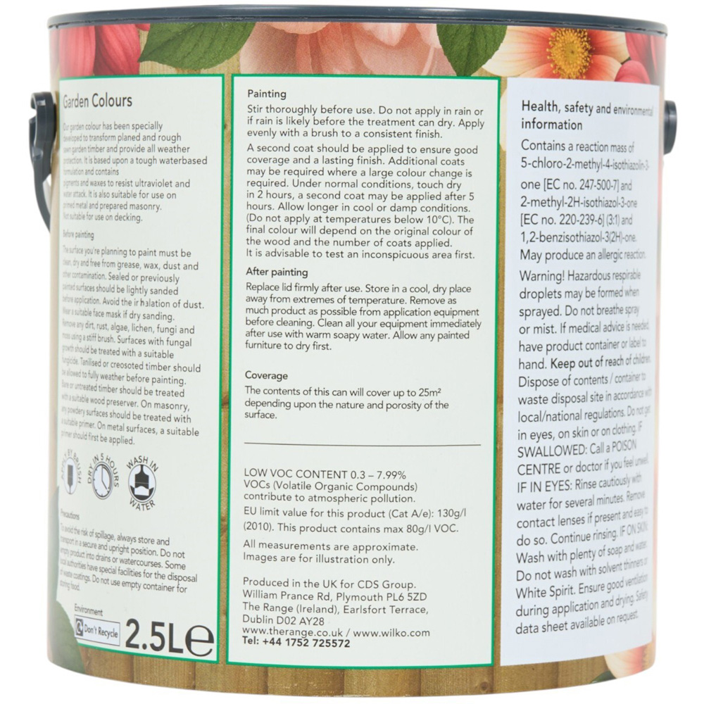 Wilko Garden Colours Beach Hut Blue Wood Paint 2.5L Image 2