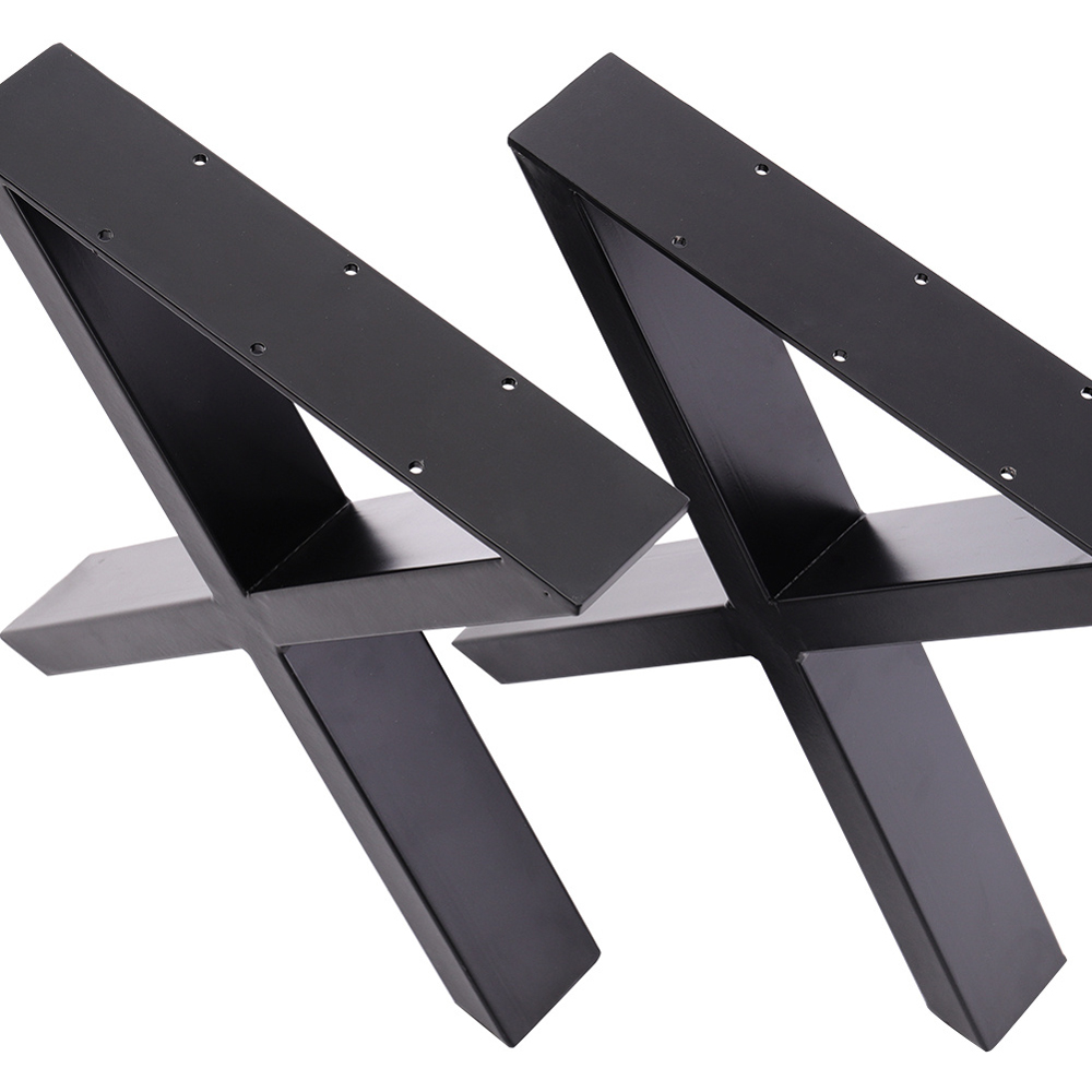 H&O Direct Black Industrial X Shaped Iron Furniture Legs with Screws 2 Pack Image 3