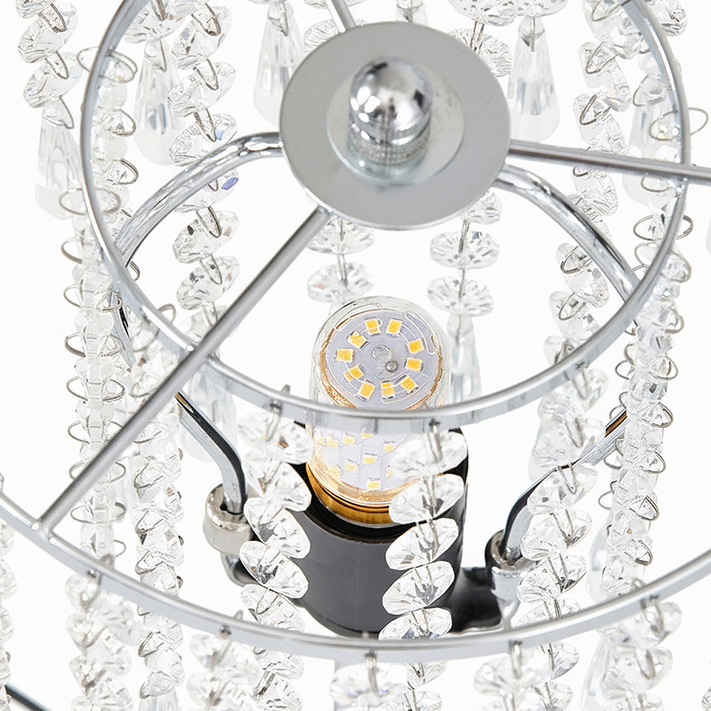 Living and Home E27 Screw Silver Crystal Beaded Shade Table Lamp 45cm Image 5