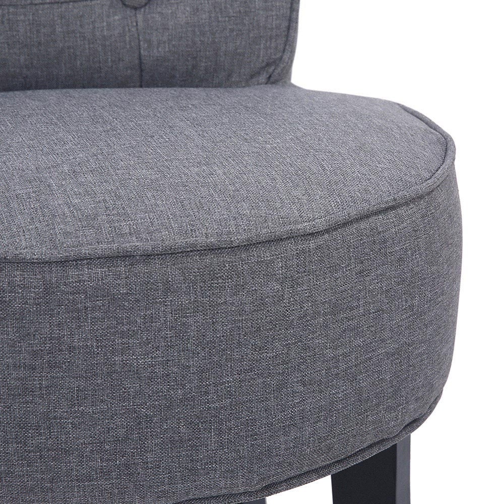 Living and Home Linen Buttoned Accent Chair Image 4