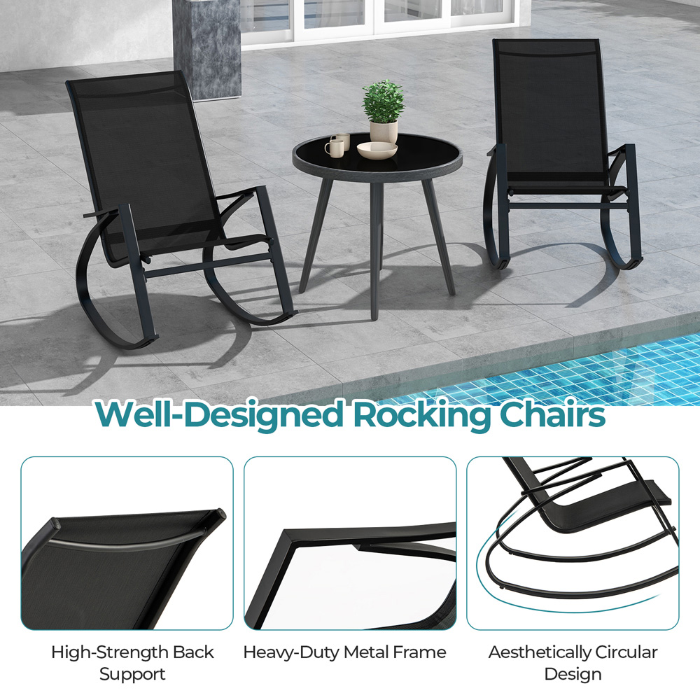 Costway Set of 2 Black Patio Rocking Chair Image 7