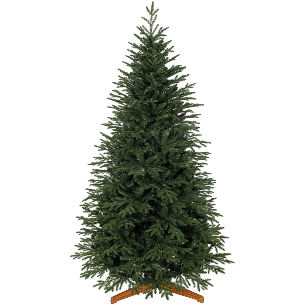 HOMCOM Green Artificial Christmas Tree with 2719 Branch Tips and Solid Pine Wood Stand 7ft Image 1