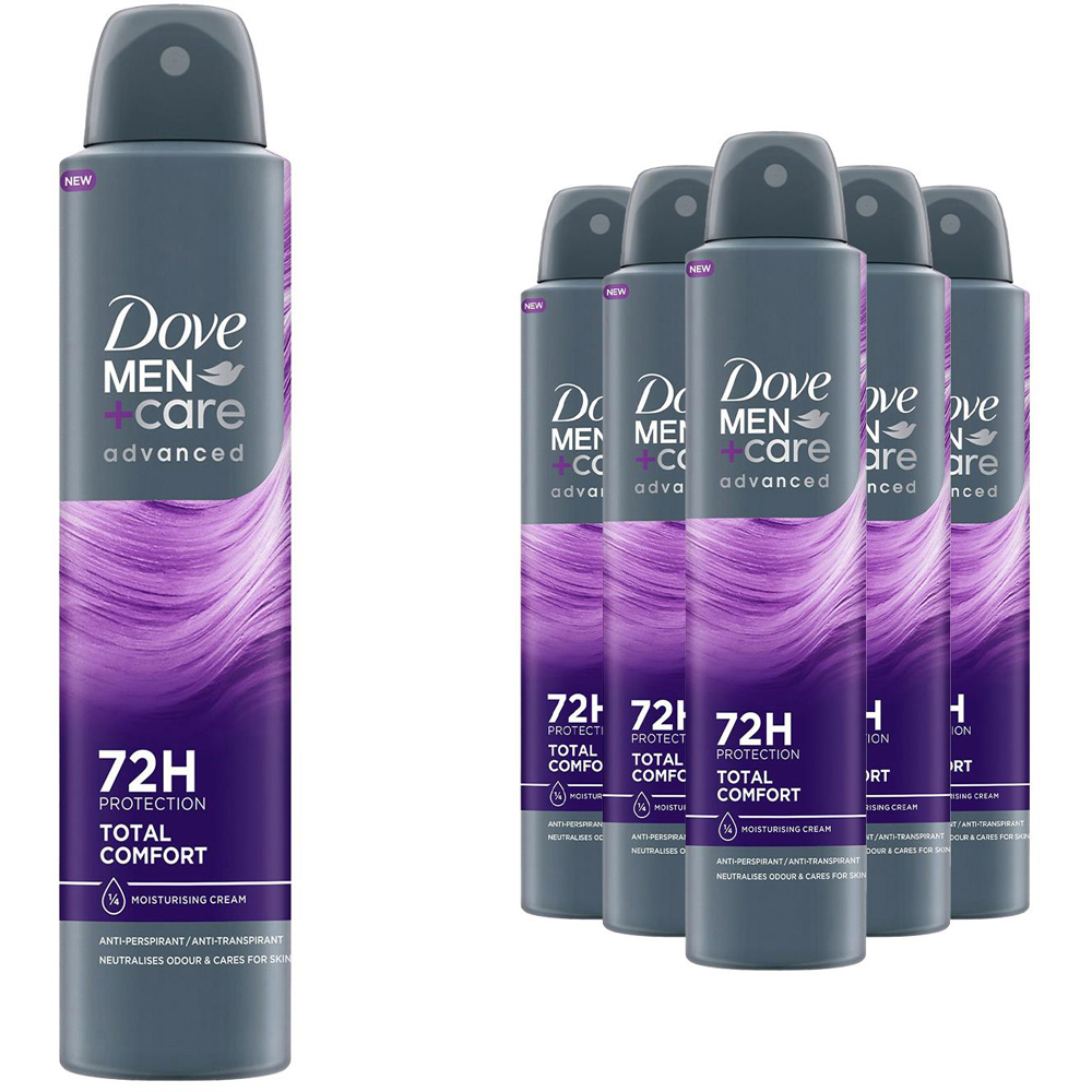 Dove Men+Care Total Comfort 72H Odour Protection Antiperspirant Spray 200ml 6 Pack Image 1