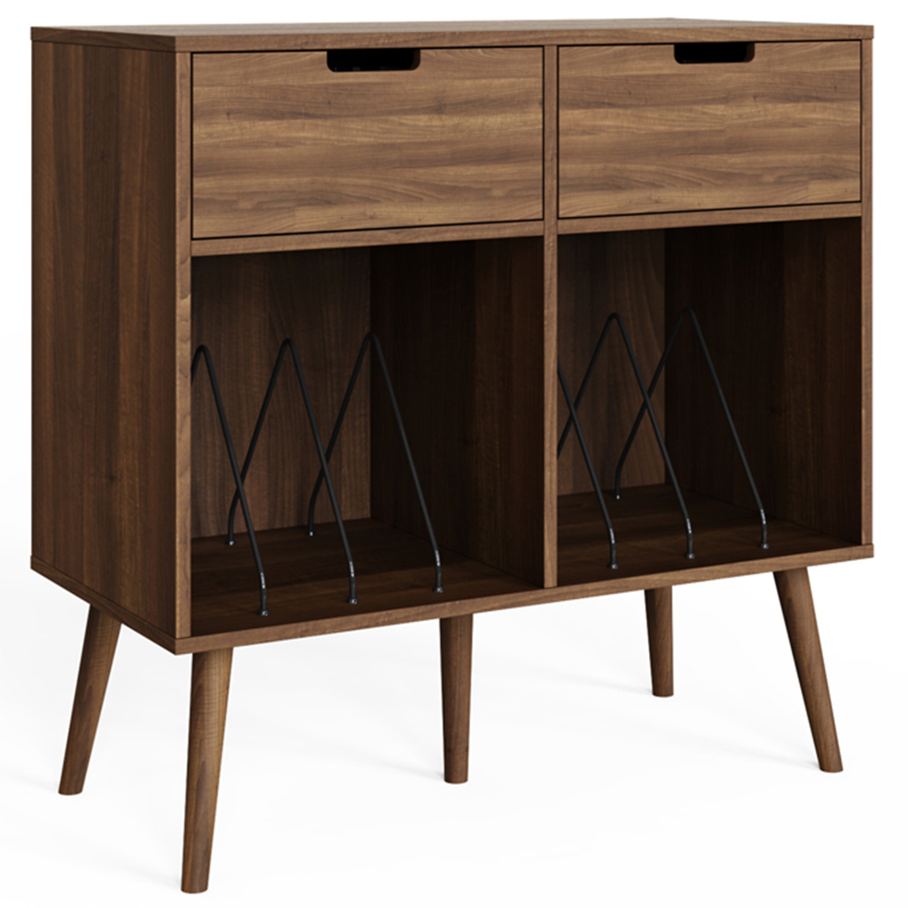 GFW Jaxon 2 Drawer 2 Shelf Walnut Turntable Stand Image 2