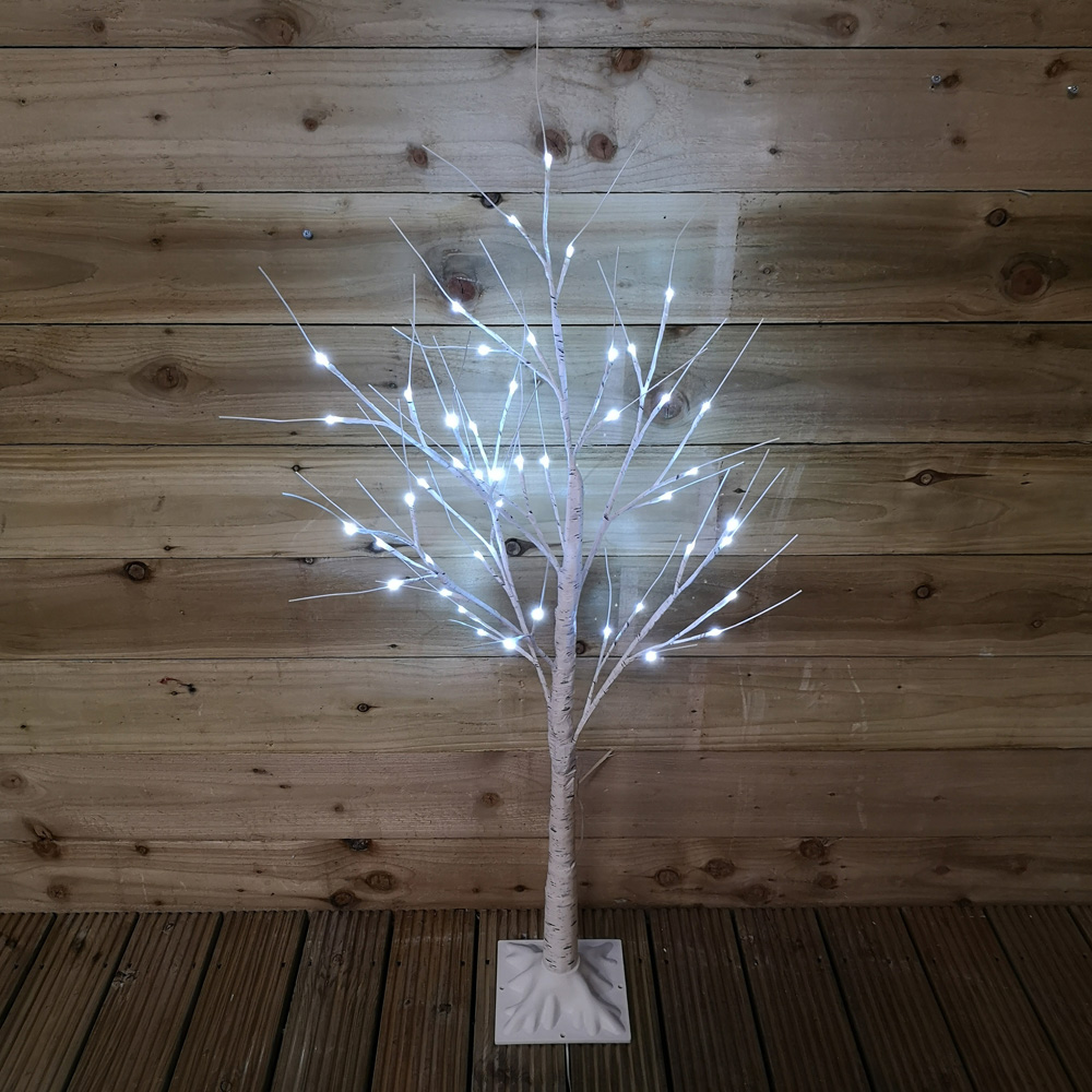 Samuel Alexander Ice White LED Indoor Outdoor Christmas Birch Tree 4ft Image 2