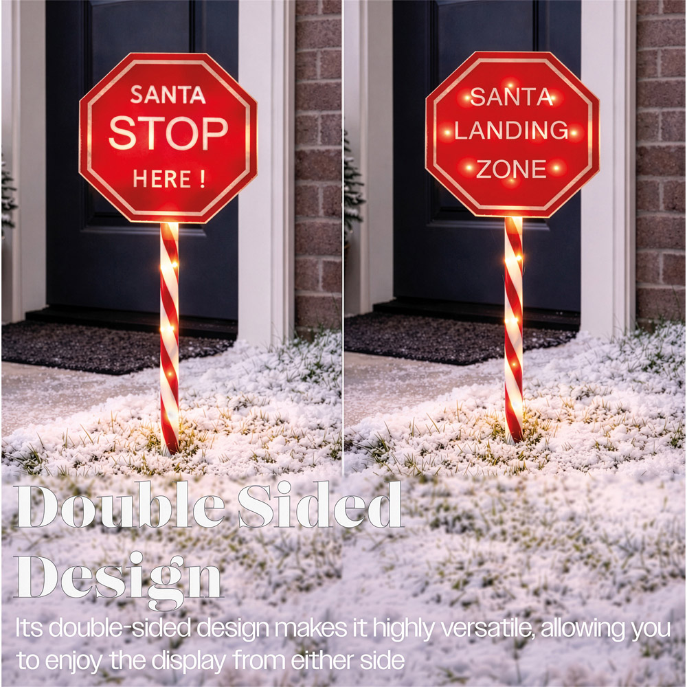Xmas Haus Warm White LED Santa Stop Here Sign Christmas Decoration 60cm Image 5