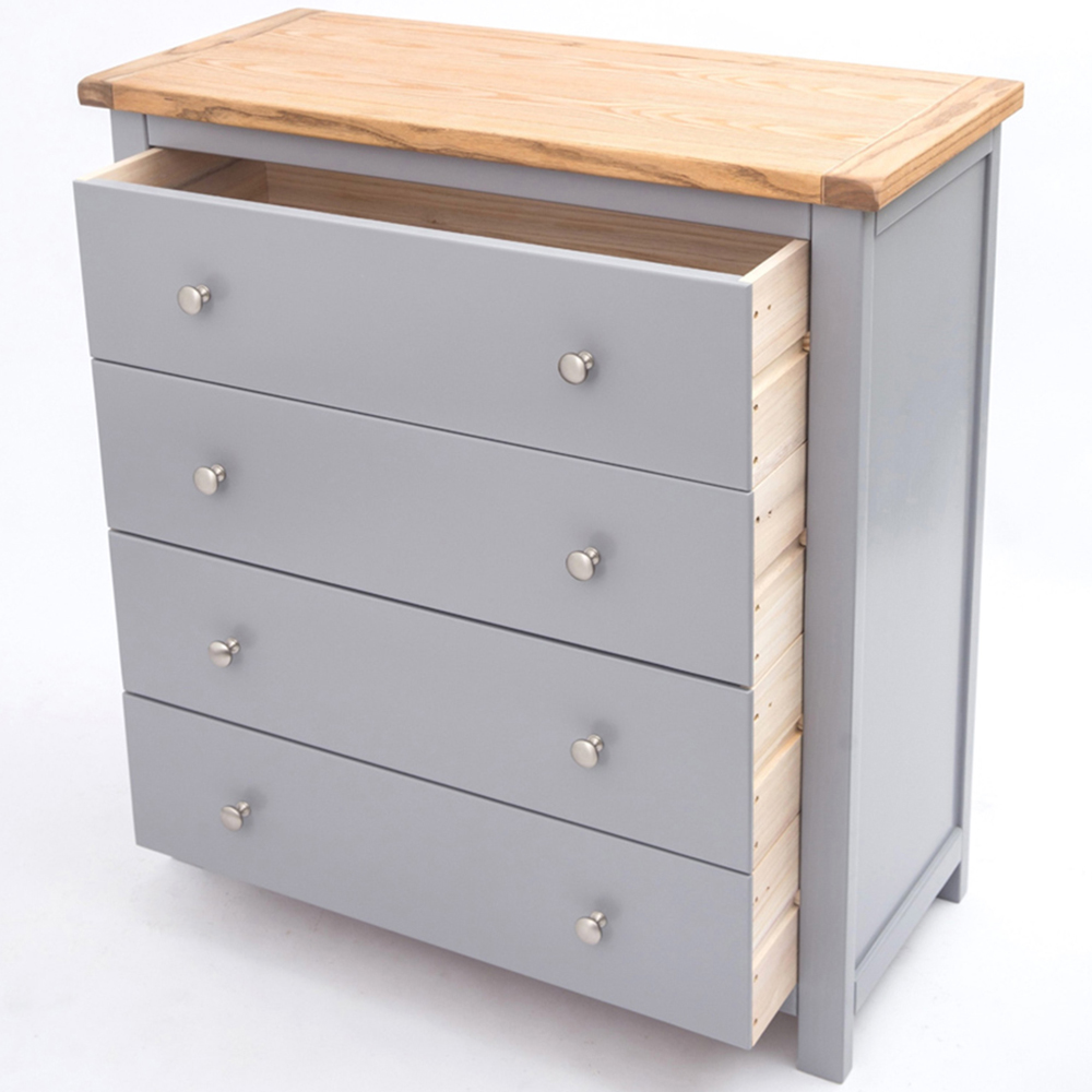 Mirano 4 Drawer Grey Chest of Drawers with Chrome Knob and Legs Image 5