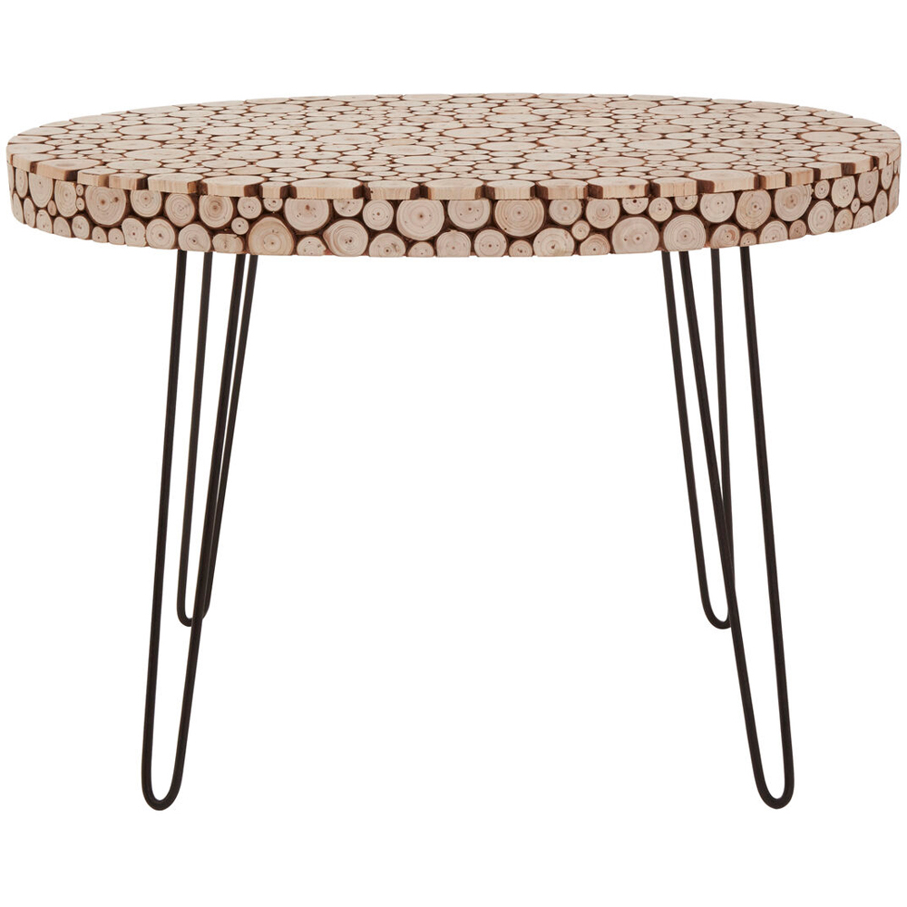 Premier Housewares Wooden Finish Oval Coffee Table with Hairpin Legs Image 2