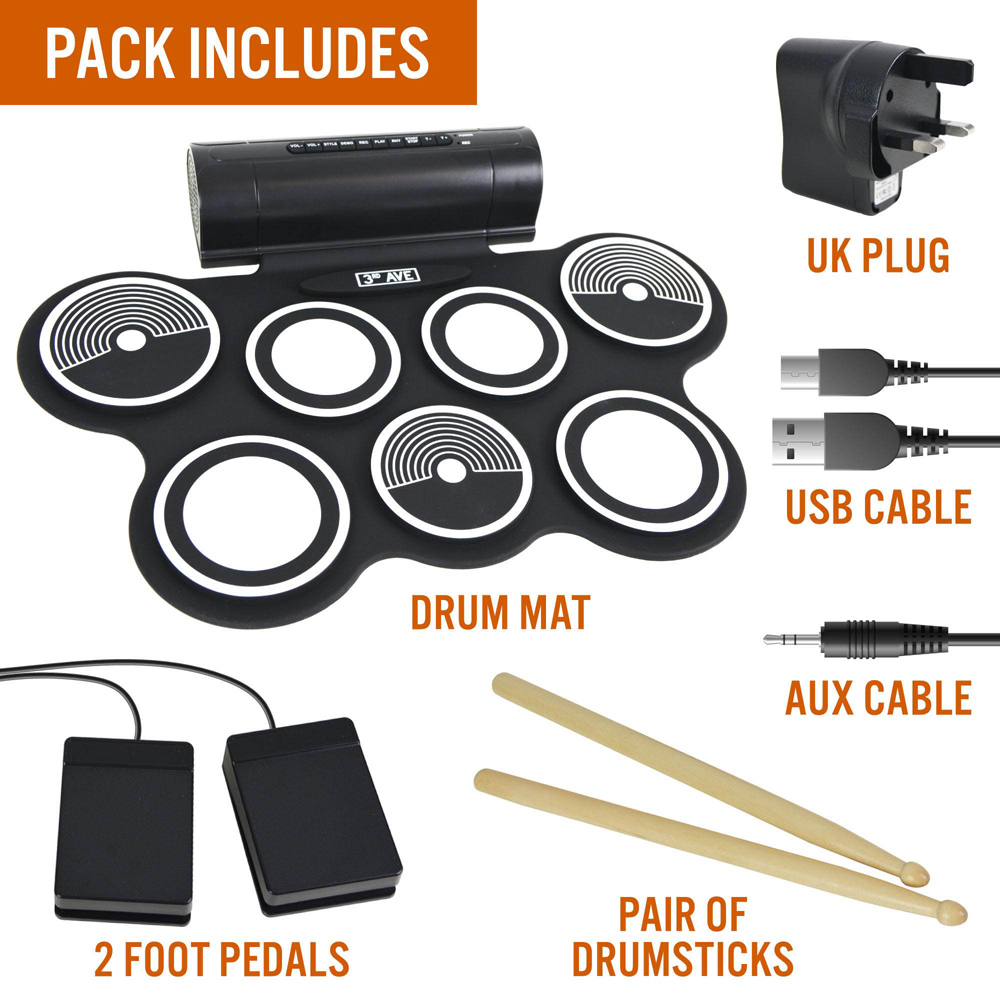 3rd Avenue Electronic Roll Up Drum Kit Image 5