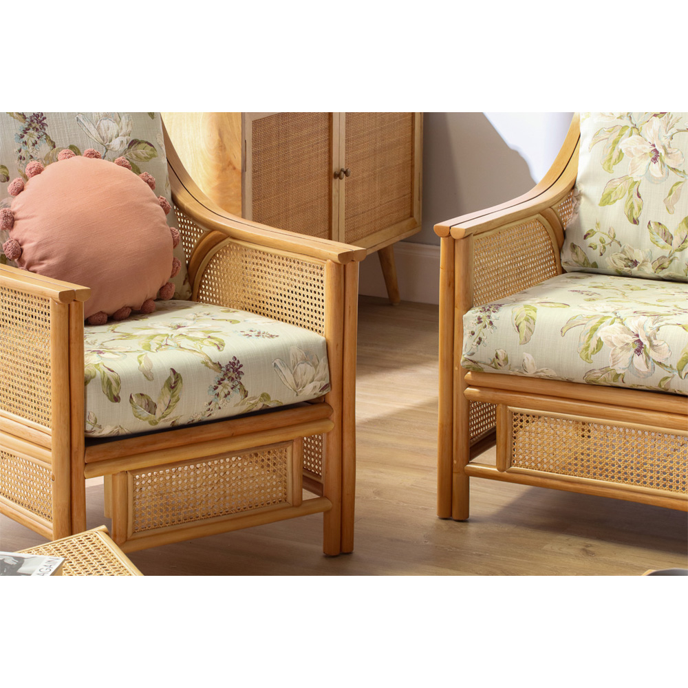 Desser Chester 5 Seater Natural Rattan Floral Fabric Sofa Set Image 5
