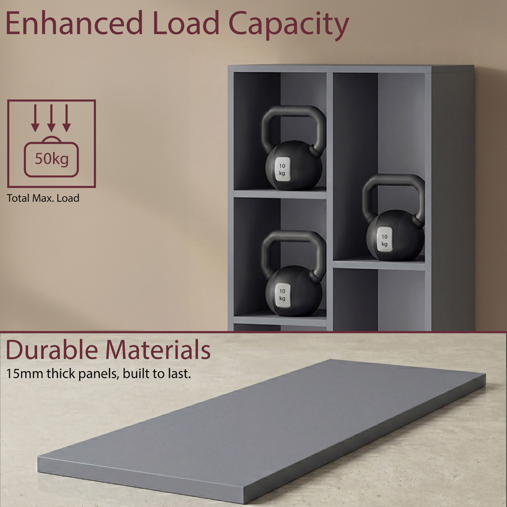 VIDA DESIGNS 5 Shelf Grey Cube Storage Unit Image 7