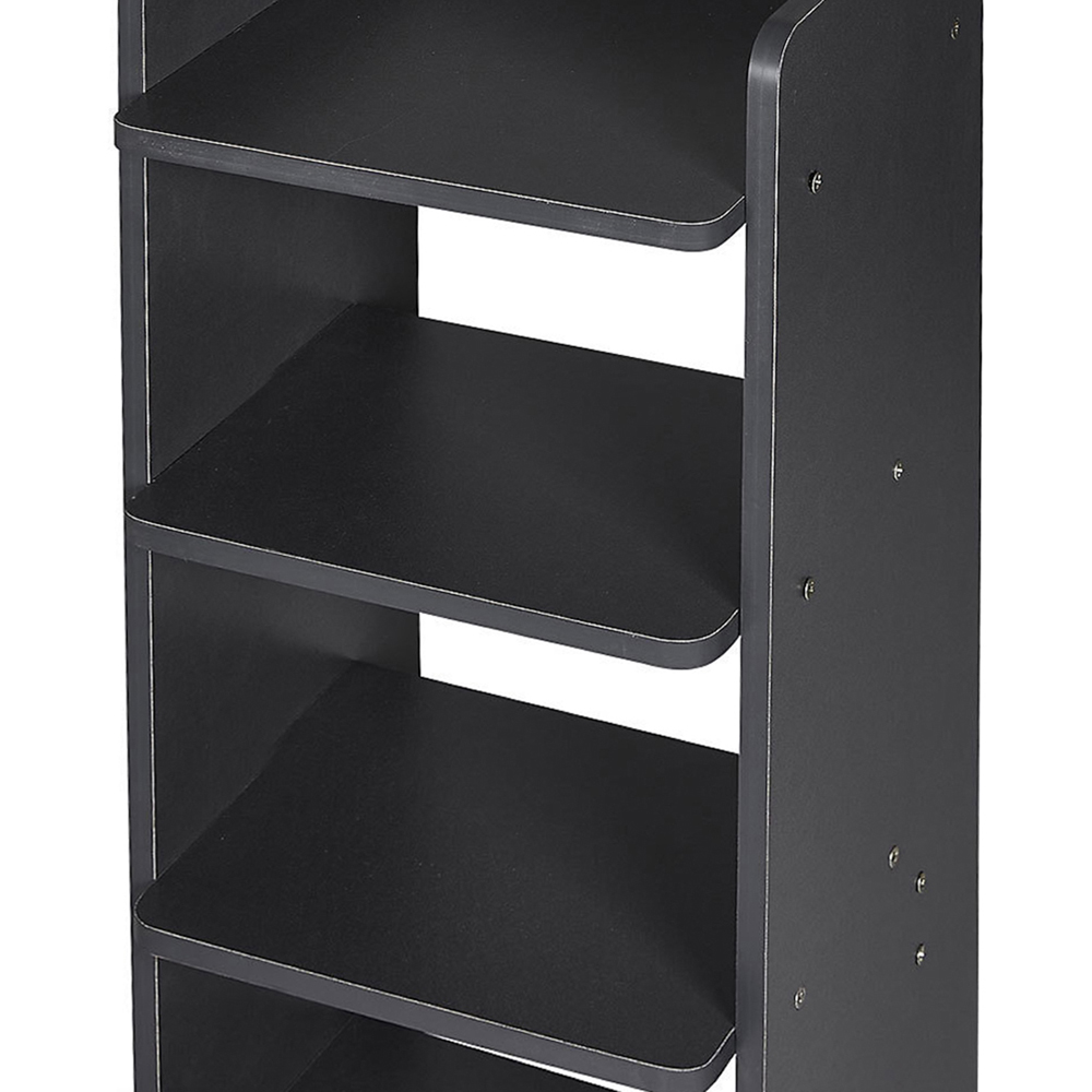 Living and Home 7 Shelf Black Wide Shoe Rack with Raised Guardrail Image 5