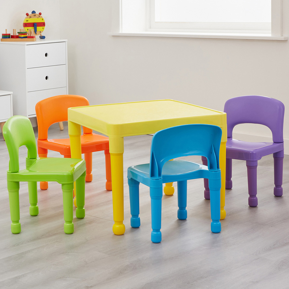 Liberty House Toys Kids Multicoloured Plastic Table and 4 Chairs Set Image 1