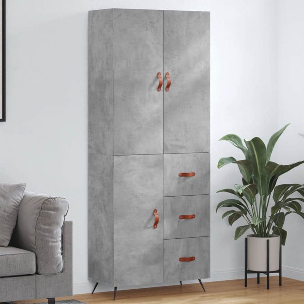 vidaXL 3 Door 3 Drawer Concrete Grey Highboard Image 1