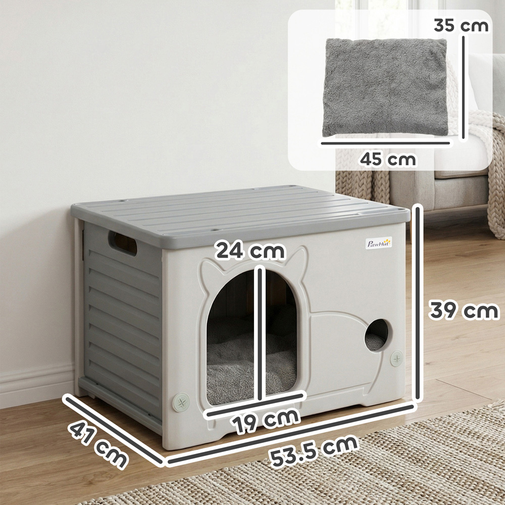 PawHut Grey Stackable Cat Bed with Removable Cushion Image 9
