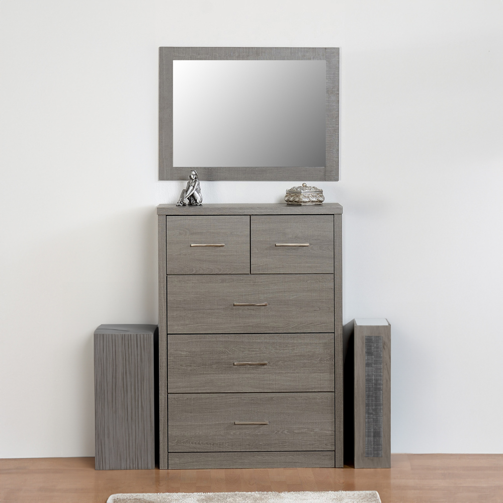 Seconique Lisbon 5 Drawer Black Wood Grain Chest of Drawers Image 7