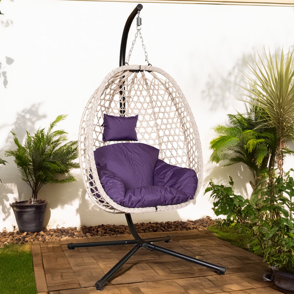 Samuel Alexander Indigo Hanging Egg Chair with Waterproof Cover Image 1