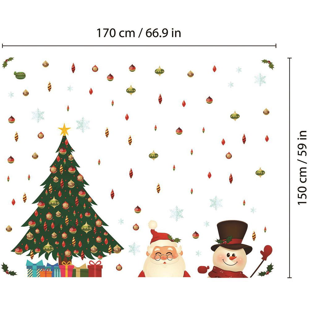Walplus Santa And Snowman Under The Tree Self Adhesive Christmas Wall Stickers 114 Piece Image 6
