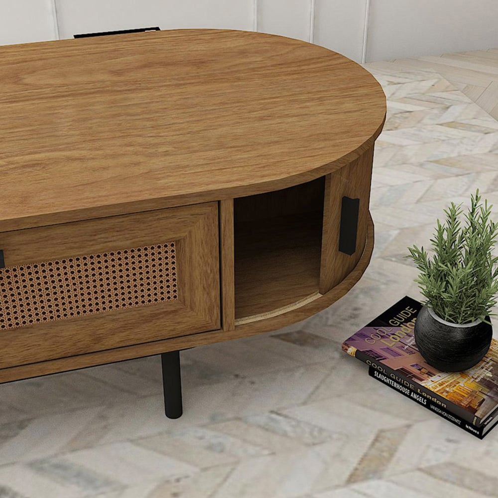 Kudl 2 Door Single Drawer Light Oak Coffee Table Image 3
