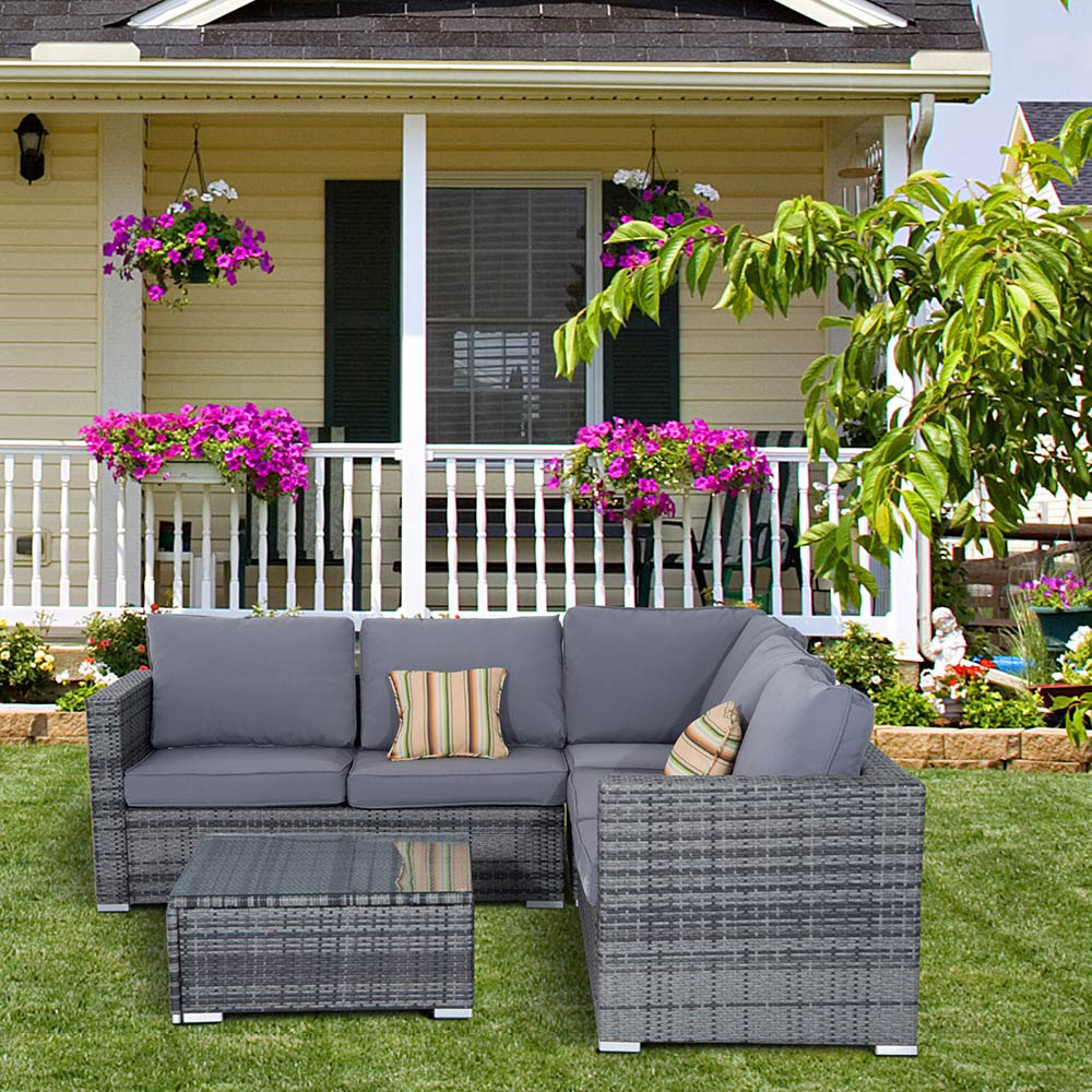 Outsunny 5 Seater Rattan Dining Set Image 1