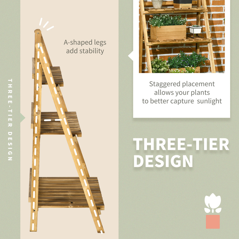 Outsunny 3-Tier Wooden Foldable Flower Pot Stand Image 5