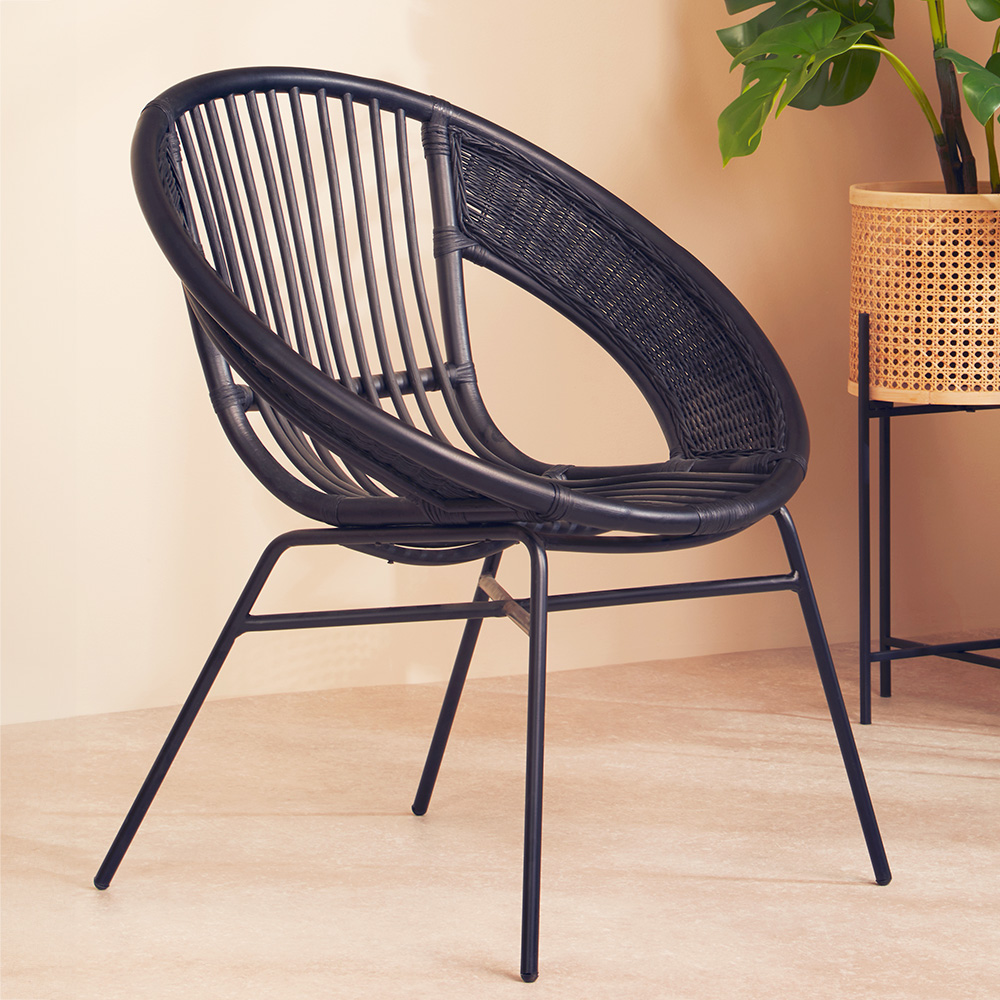 Interiors by Premier Lagom Black Rattan Chair Image 1