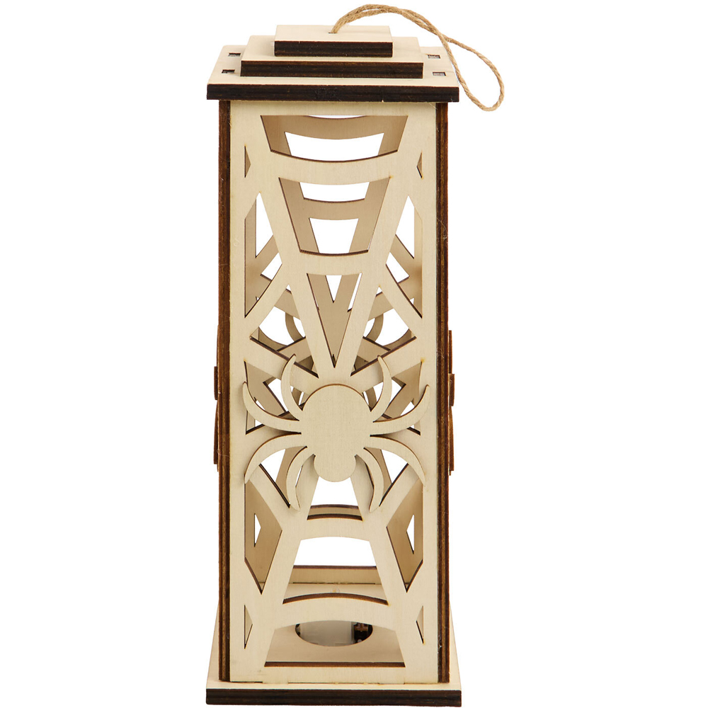 LED Skull or Spider Wooden Lantern Image 4