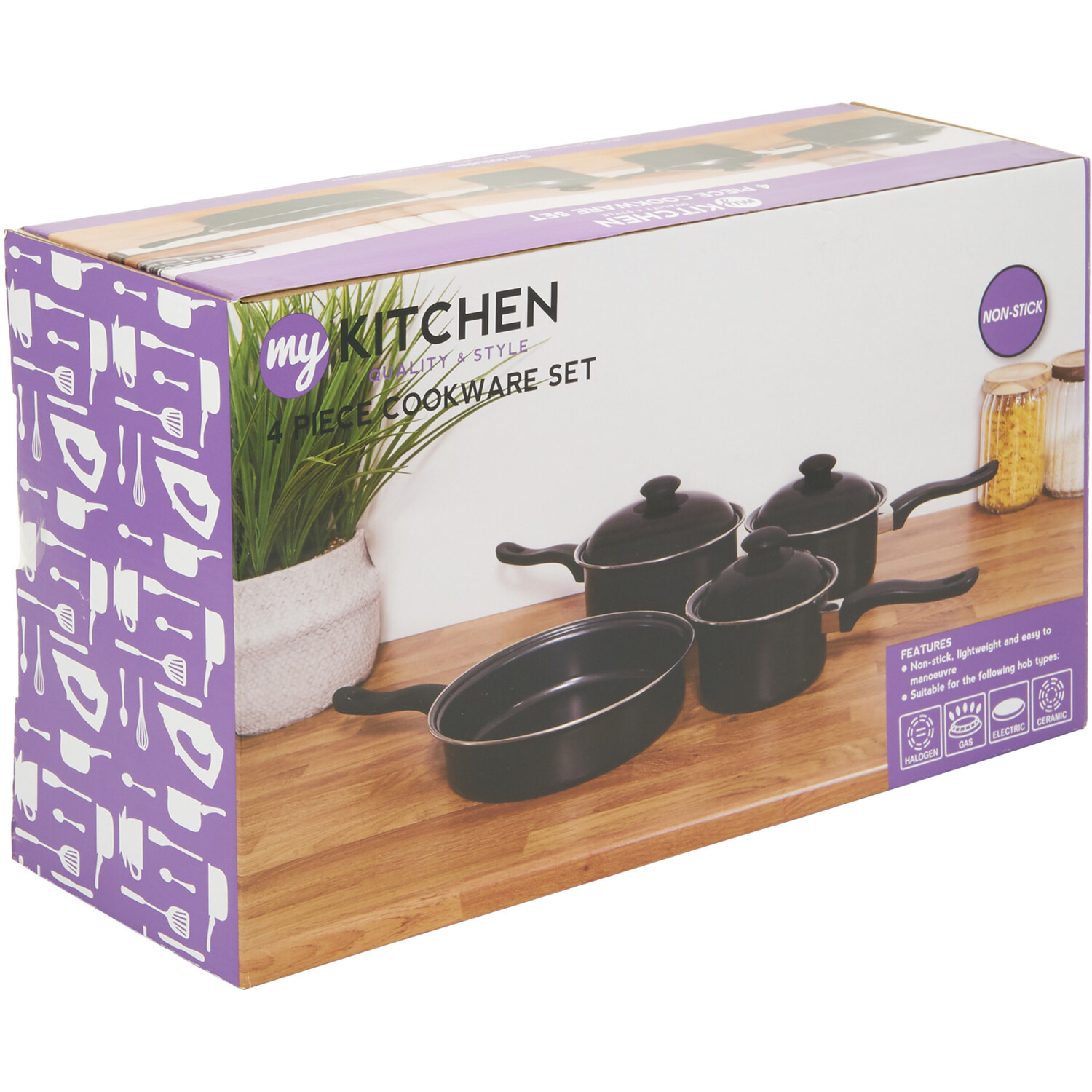 My Kitchen 4 Piece Cookware Set Black Wilko My Kitchen 4 Piece Cookware Set Black Wilko