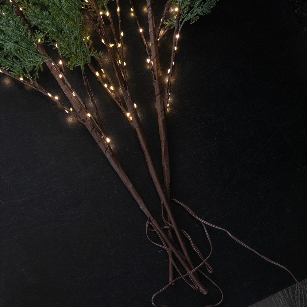 Samuel Alexander Warm White LEDs Light Up Christmas Fir Twig 90cm 3 Pack Image 7