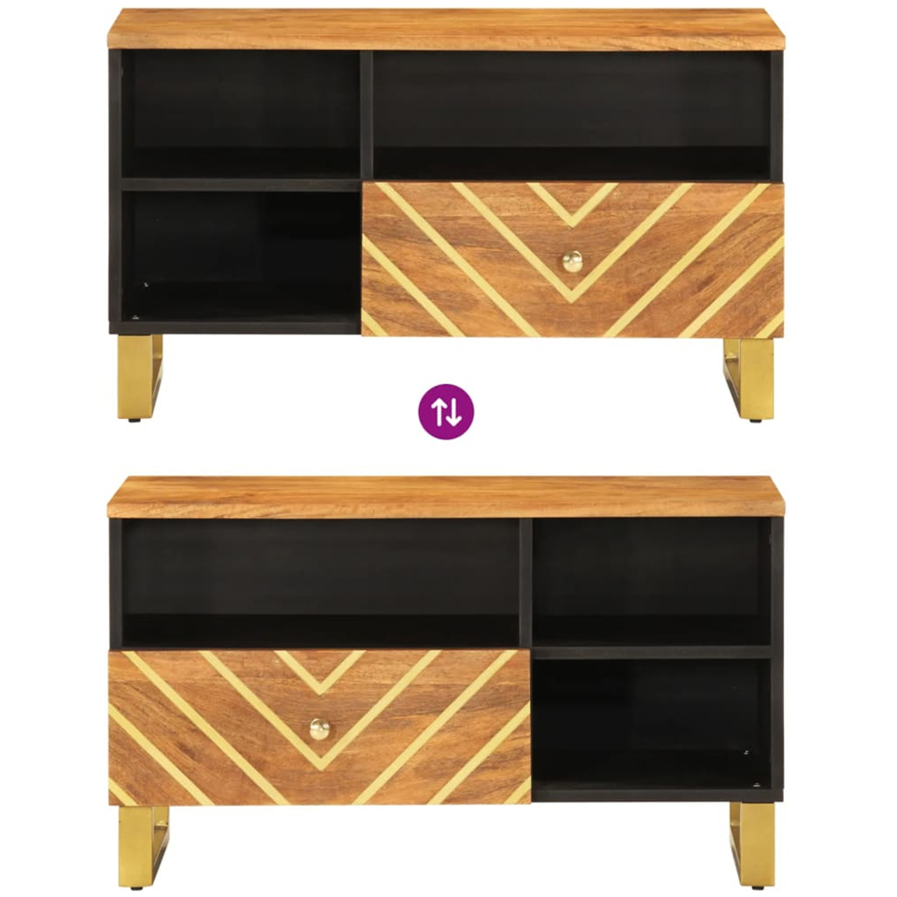 vidaXL Single Drawer 3 Open Shelf TV Cabinet with Metal Legs Image 7