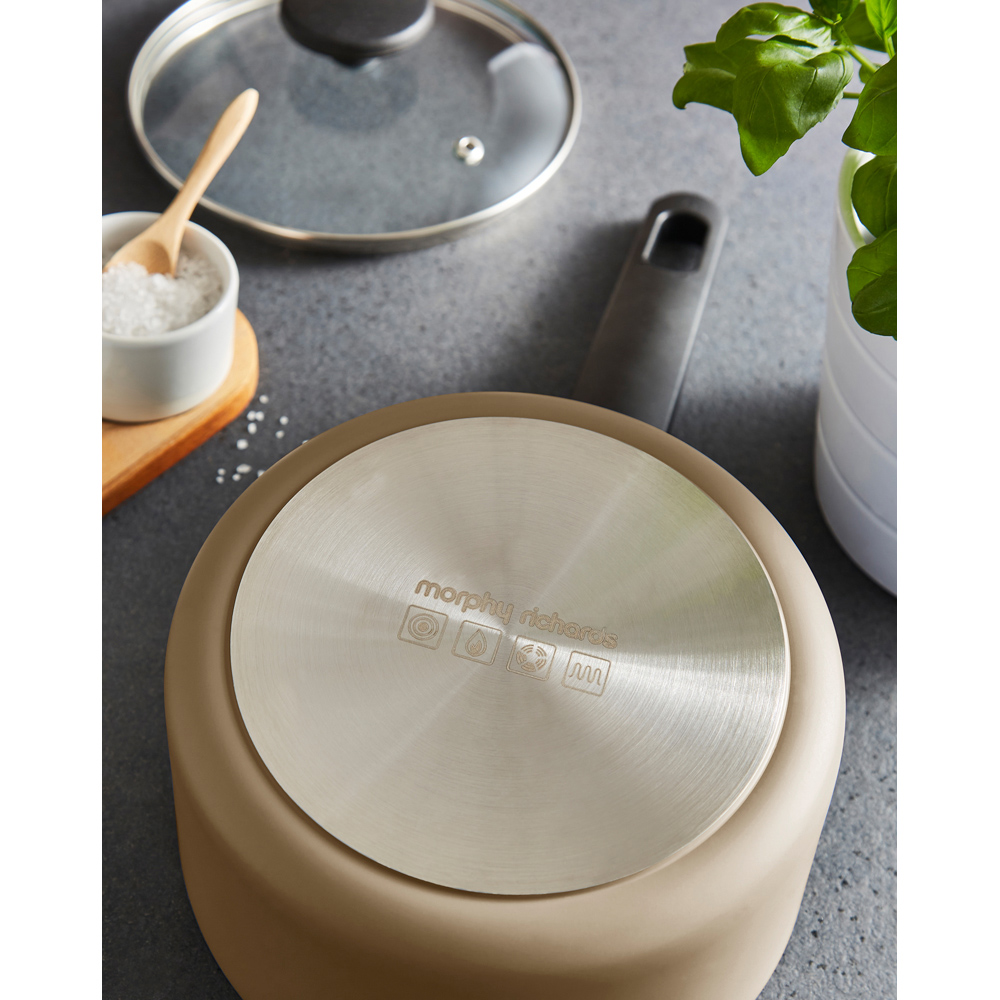 Morphy Richards Cream Recycled Aluminium 3 Piece Saucepan Set Image 6
