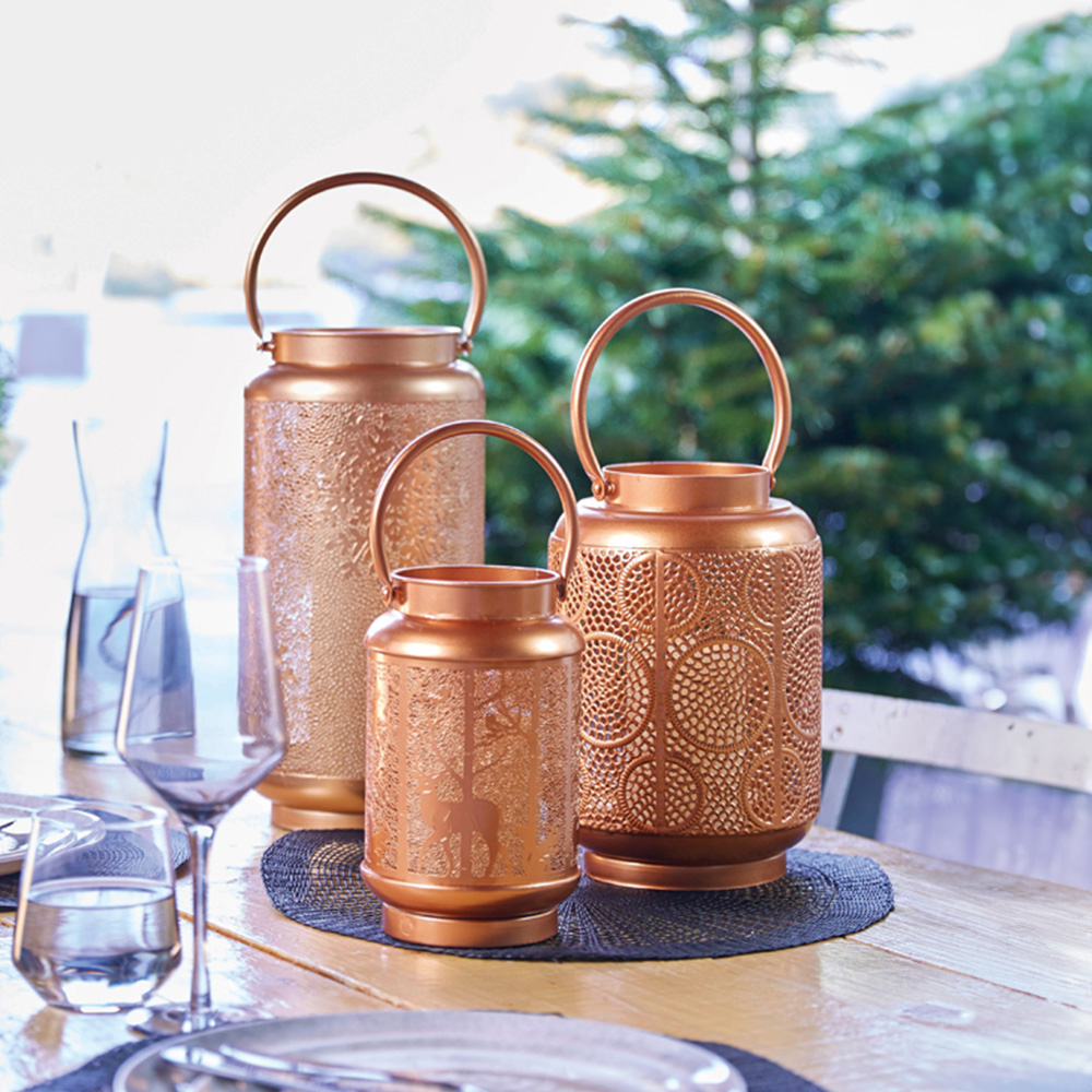 St Helens Luxform 24 LED Golden Snowflakes Lantern Image 3