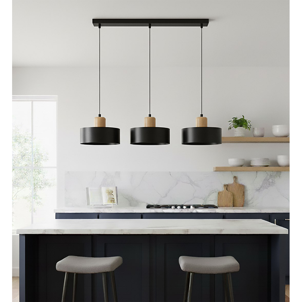 Emibig Torin 3 Light Black Pendant Lamp Image 5