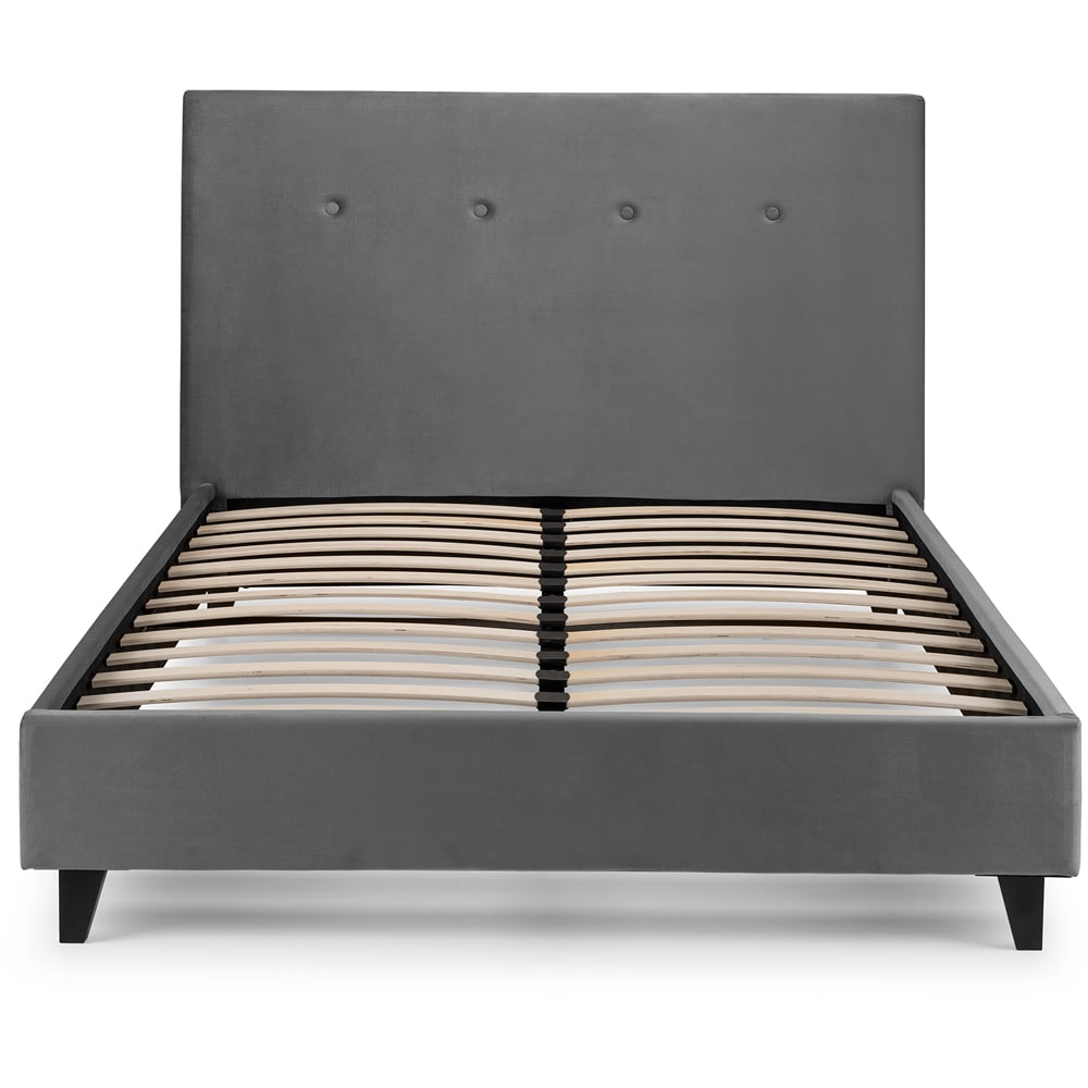 Julian Bowen Shoreditch Small Double Slate Grey Velvet Bed Frame Image 4